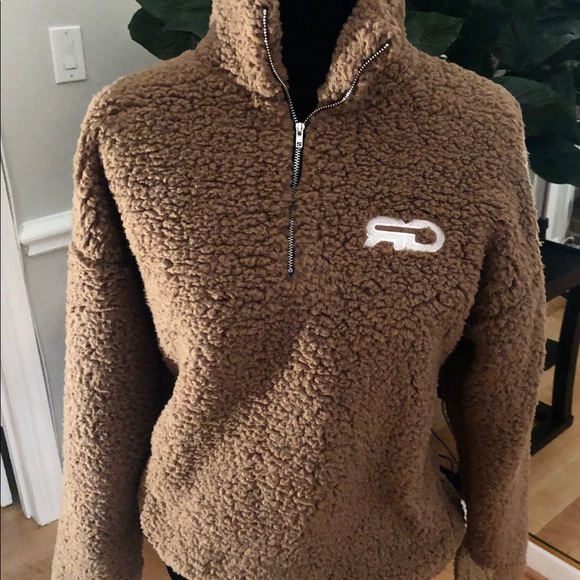 Tan Quarter Zip Pullover Sherpa Fleece - Picture 3 of 5
